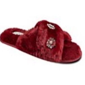 NWT Women's Jessica Simpson
Embellished Cross Band Slide Slippers burgundy